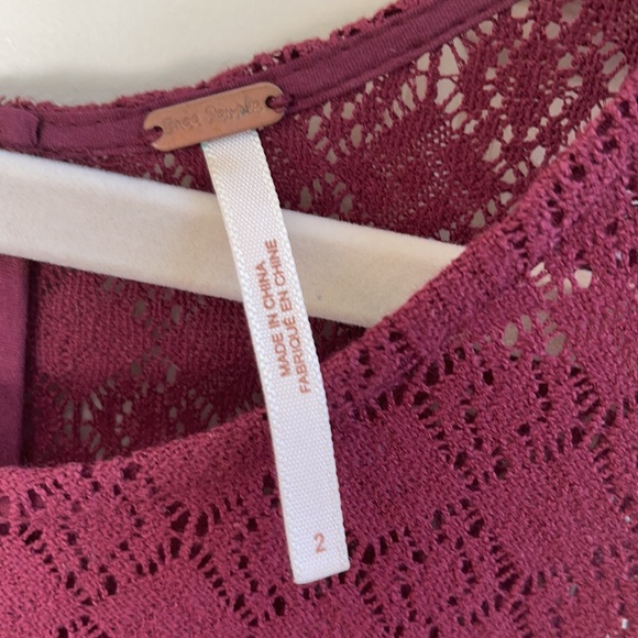 Free People burgundy lace mini skater dress - Picture 9 of 9